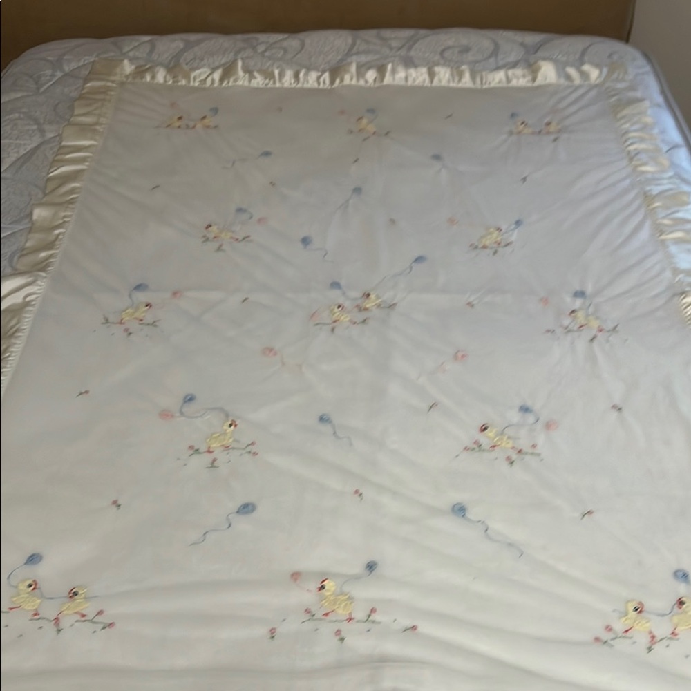 Embroidered Cream Baby Blanket